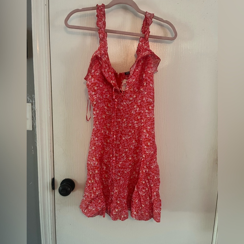Zara Floral Red Summer Sundress